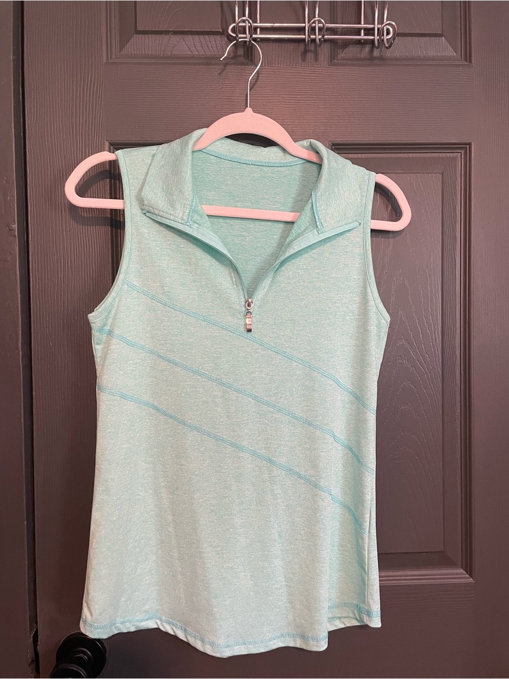 Sleeveless Mint Zip-Front Women's Top